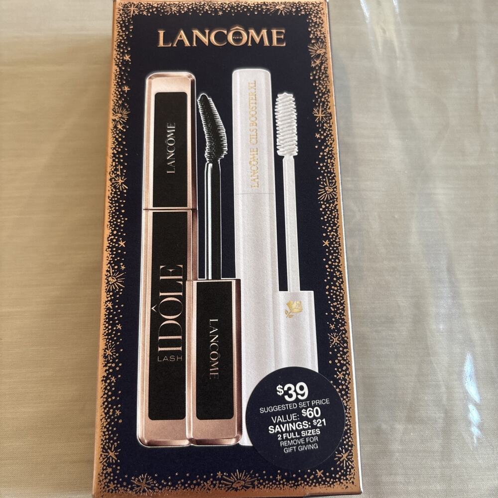 Lancome Mascara Set: Lash Idole 01 Glossy Black + Cils Booster XL - Set Of 2